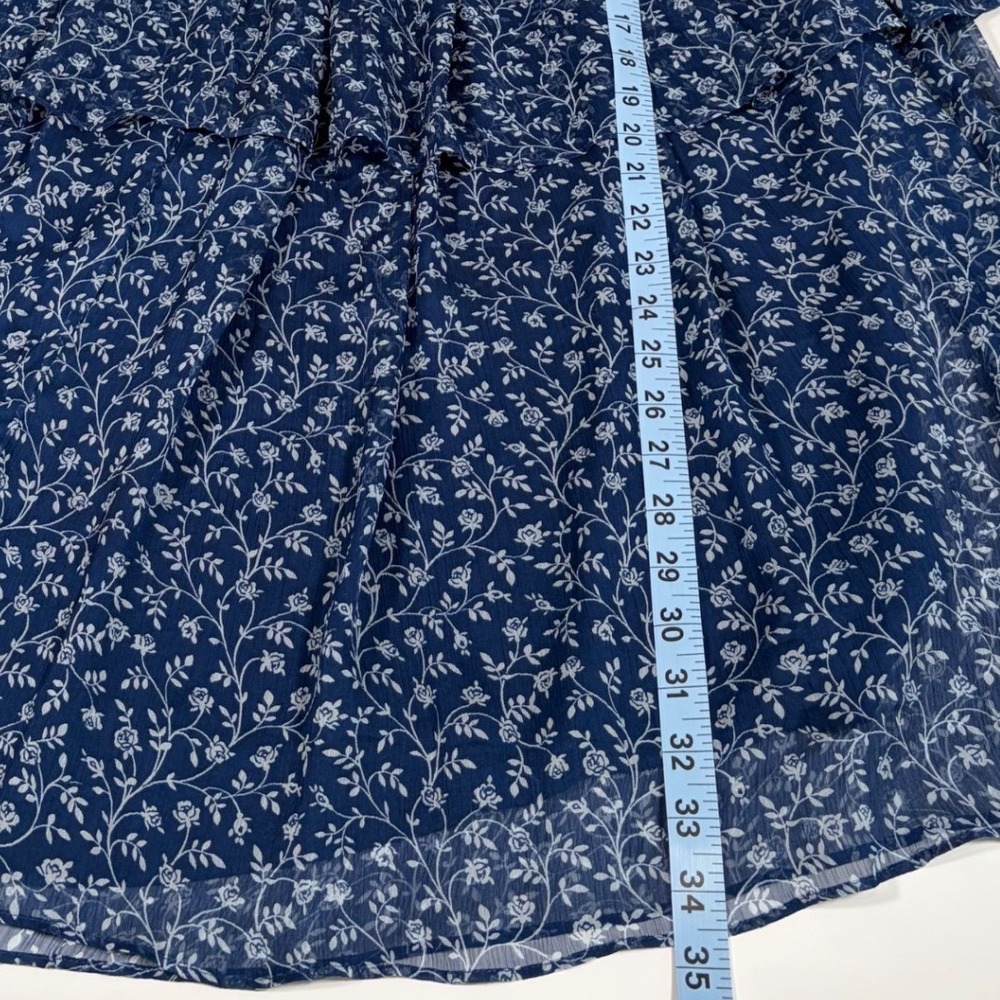 Lauren Ralph Lauren Women's M Blue Floral Tiered Midi Skirt Cottagecore Boho - Picture 6 of 6